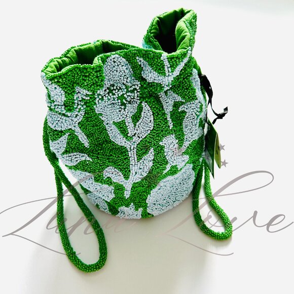 KATE SPADE New York x Target Beaded Classic Rose Drawstring Bucket In Green NWT - Picture 4 of 12